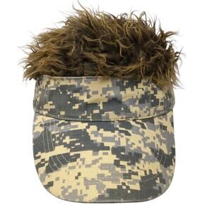 Flairhair Fake Hair Wig Sun Visor Cap Multicolor One Size Pixel Camouflage